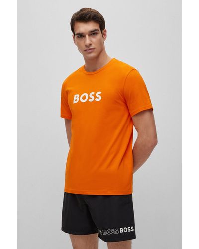 BOSS Cotton-jersey Regular-fit T-shirt With Spf 50+ Uv Protection - Orange