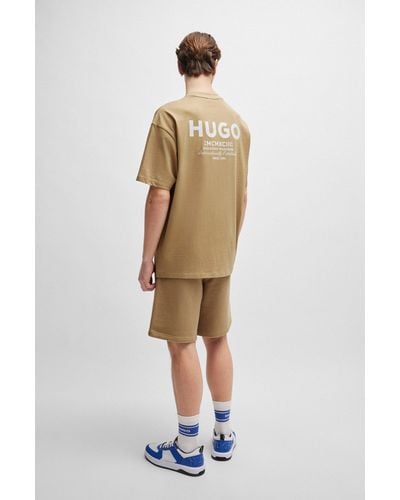 HUGO Cotton-jersey T-shirt With New-season Logo Story - Natural