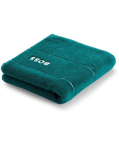BOSS Cotton Hand Towel With White Logo Embroidery - Green