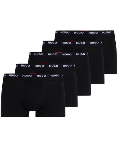 HUGO Fünfer-Pack eng anliegende Boxershorts aus Stretch-Baumwolle mit kurzem Bein und Logos am Bund - Schwarz