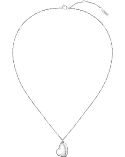 BOSS Collier argenté avec pendentif logoté en forme de cœur - Métallisé
