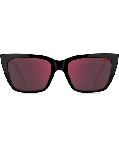 HUGO Zweifarbige Sonnenbrille aus Acetat und Carbon in Rot und Schwarz - Lila