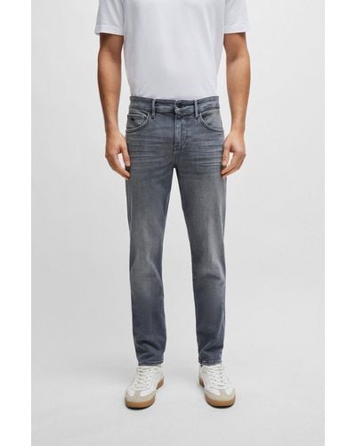 BOSS Extra-slim-fit Jeans In Grey Cashmere-touch Denim