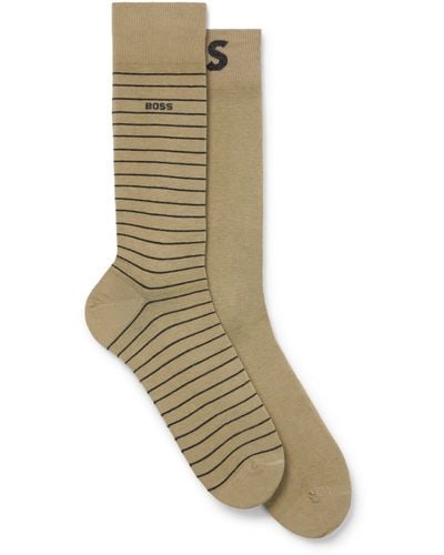 BOSS Two-pack Of Regular-length Socks In Stretch Cotton - Green