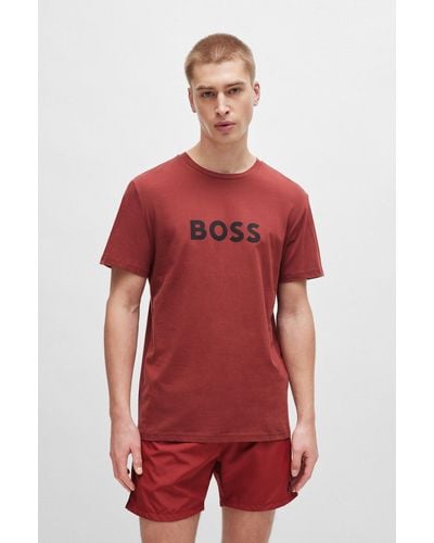 BOSS Cotton-jersey Regular-fit T-shirt With Spf 50+ Uv Protection - Red