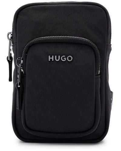 HUGO S Tayron Phone Pouch Mini Reporter Bag With Logo Lettering Size One Size - Black