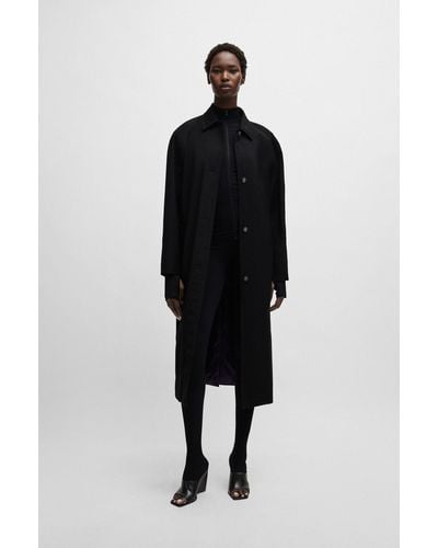 BOSS Naomi X Water-repellent Coat In Virgin Wool - Black