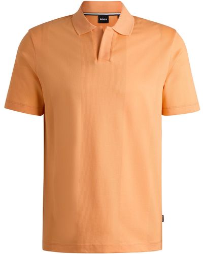 BOSS Johnny-collar Polo Shirt In Mixed-structure Cotton - Orange