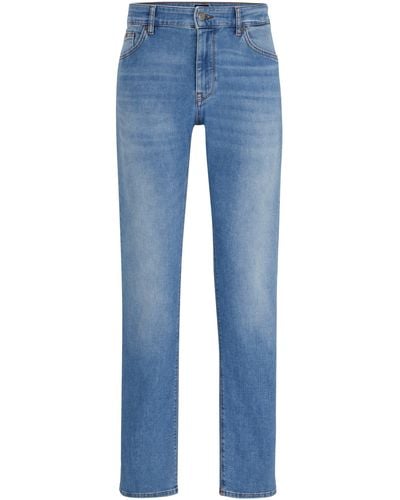 BOSS Blaue Regular-Fit Jeans aus besonders softem Denim