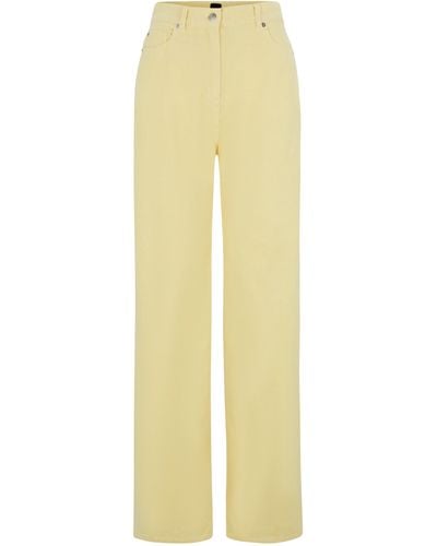 BOSS Regular-Fit Hose aus Baumwoll-Mix mit Cord-Struktur - Gelb