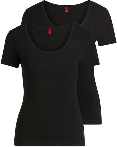 HUGO Zweier-Pack T-Shirts aus Stretch-Baumwolle - Schwarz