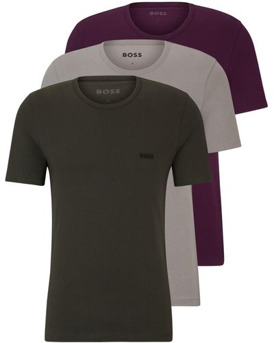 BOSS Set Van Drie Underwear T-shirts Met Logostiksels - Meerkleurig