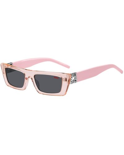 HUGO Occhiali da sole in acetato rosa con monogramma 3D - Multicolore