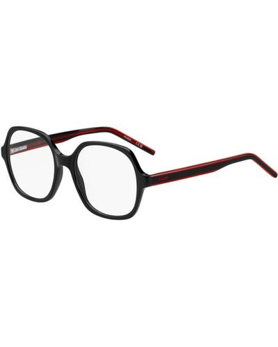 HUGO Black-acetate Optical Frames With Signature-red Layered Temples