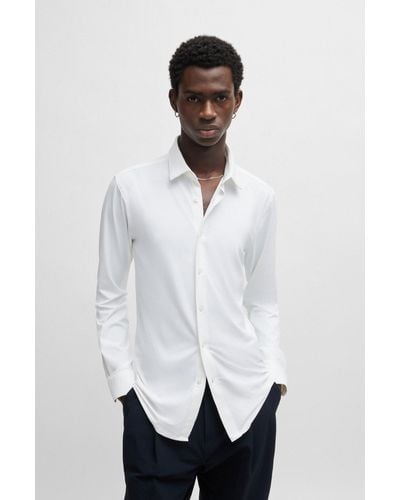 HUGO Extra-slim-fit Shirt In Performance-stretch Jersey - White