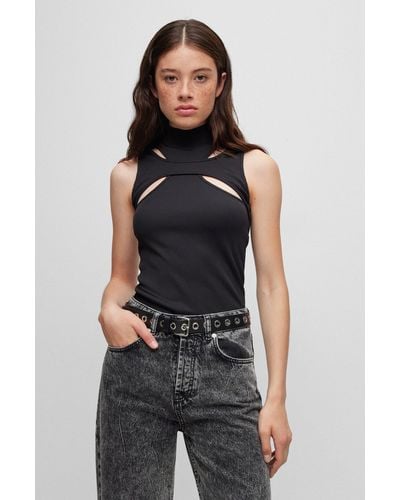 Mock Neck Sleeveless Tops