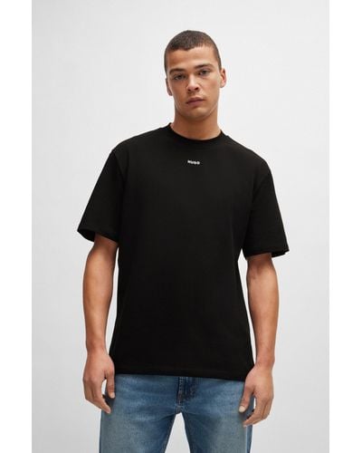 HUGO Logo-print Relaxed-fit Cotton T-shirt - Black