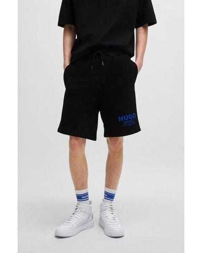 HUGO Cotton-terry Shorts With New-season Logo Story - Black