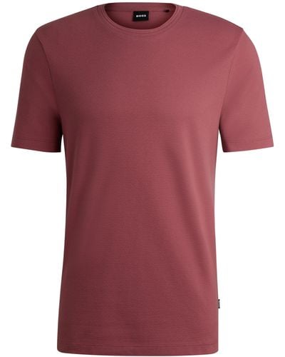 BOSS T-Shirt aus Baumwoll-Mix mit kreisförmiger Jacquard-Struktur - Rot