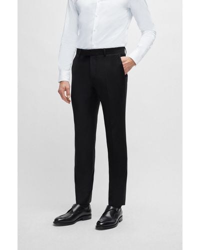 BOSS Slim-fit Trousers In Virgin Wool With Stretch - Black