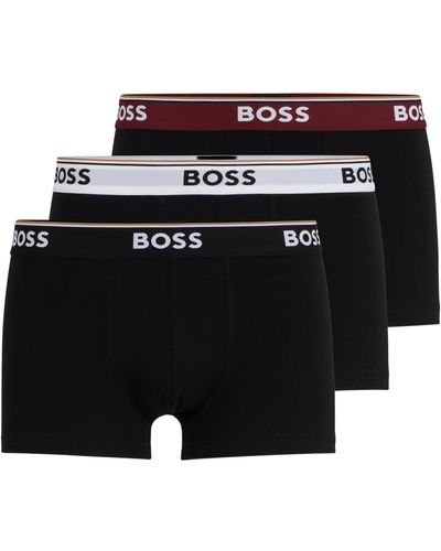 BOSS Lot de trois boxers courts en coton stretch avec logo à la taille - Noir