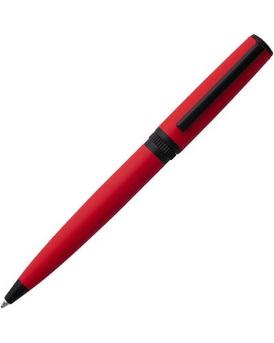 BOSS Ballpoint Pen With Red Rubberised Finish And Logo Ring