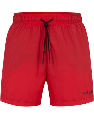 HUGO Ultralichte, Sneldrogende Zwemshort Met Logoprint - Rood