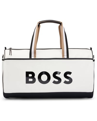 BOSS X Matteo Berrettini Faux-leather holdall with contrast logo - Weiß