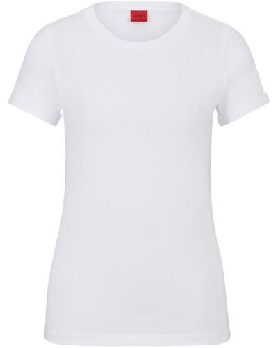 HUGO T-shirt Van Katoenen Jersey Met Logoprint - Wit