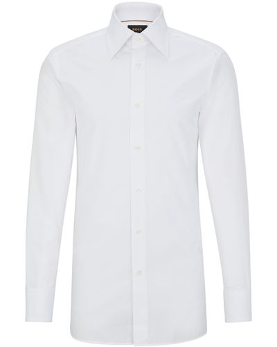 BOSS by HUGO BOSS Regular-Fit Hemd aus italienischer Baumwoll-Popeline - Weiß