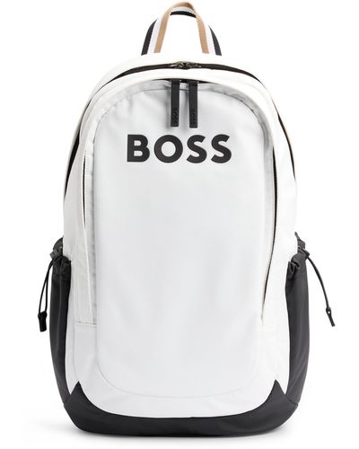 BOSS Logo-detail Backpack In Synthetic Coated Fabric - Gray