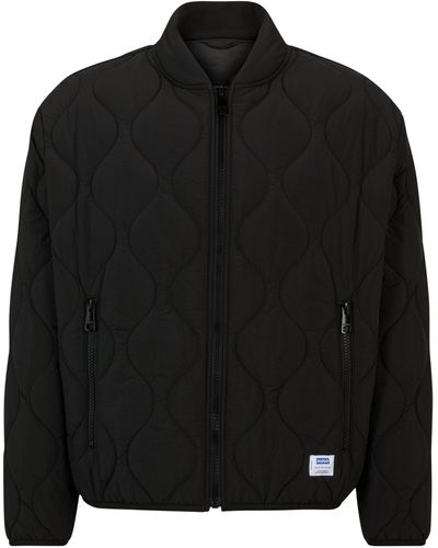 HUGO Wasserabweisende Steppjacke mit Logo-Badge - Schwarz