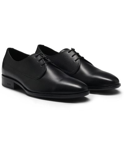 BOSS Derby Shoes In Smooth And Printed Leather - Black