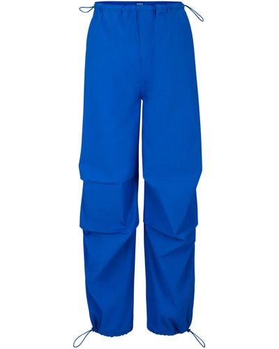 HUGO Baggy-Fit Fallschirmhose aus Baumwolle - Blau