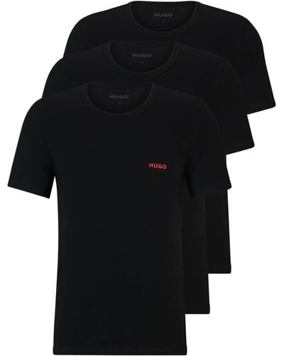 HUGO Drie Katoenen Underwear T-shirts Met Logo's - Zwart