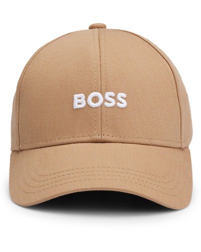 BOSS Cap aus Baumwoll-Twill mit sechs Bahnen und Logo-Stickerei - Natur