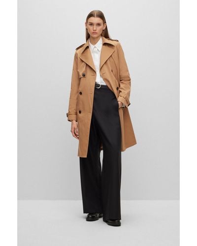 BOSS Regular-fit Trench Coat With Buckled Belt - Natural