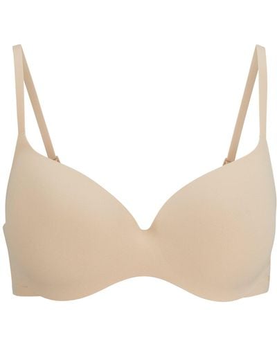 BOSS Stretch-jersey Underwire Bra With Flocked Logo - Natural