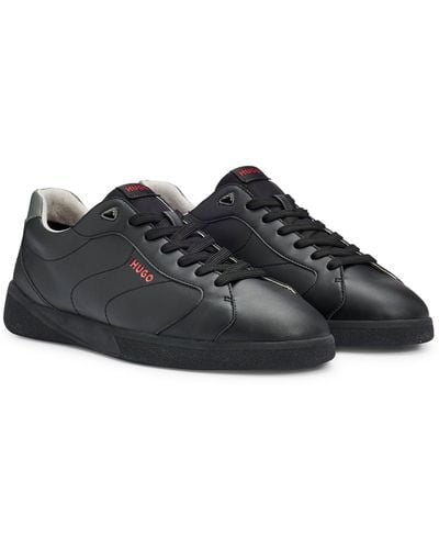 HUGO Cupsole Sneakers With Logo Details On Rubber Outsole - Black