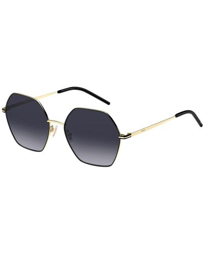 BOSS Angular Sunglasses In Black And Gold-tone Steel - Blue