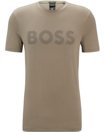 BOSS T-shirt Van Hoogwaardig Stretchmateriaal Met Decoratief Reflecterend Logo - Naturel