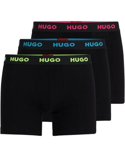 HUGO Three-pack Of Stretch-cotton Boxer Briefs With Logo - Multicolor