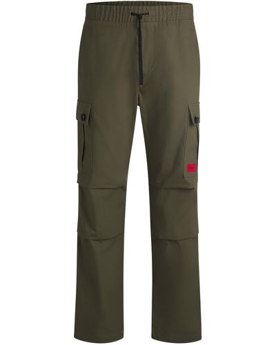 HUGO Regular-fit Cargo Pants In Ripstop Cotton - Green
