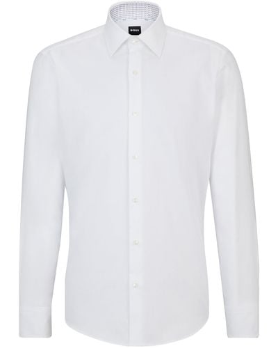 BOSS Regular-fit Overhemd Van Gemakkelijk Te Strijken Oxfordkatoen Met Stretch - Wit