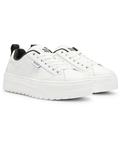 HUGO Platform Trainers With Bonded Leather - White