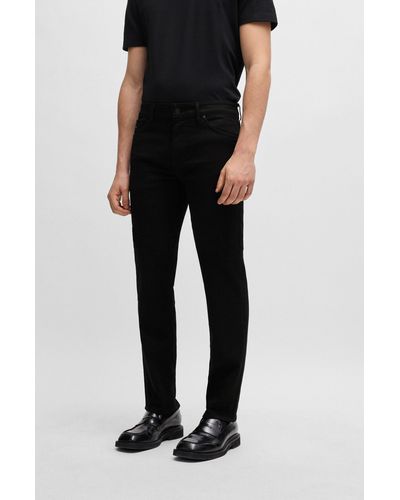 BOSS Regular-fit Jeans In Black-black Italian Denim