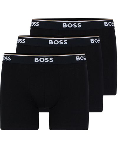 BOSS Boxer in cotone elasticizzato con logo in confezione da tre - Nero
