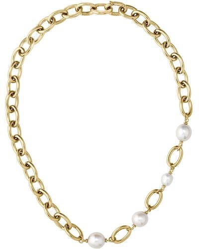 BOSS Gold-tone Chain Necklace With Freshwater Pearls - Metallic