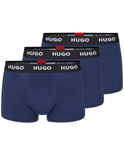 HUGO Set Van Drie Korte Boxershorts Met Logotailleband Van Stretchkatoen - Blauw