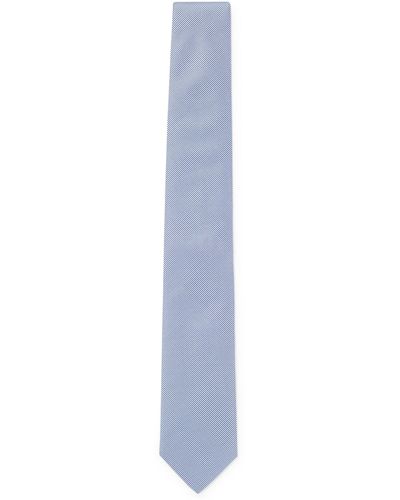 BOSS Pure-silk Tie With Jacquard-woven Micro Pattern - White